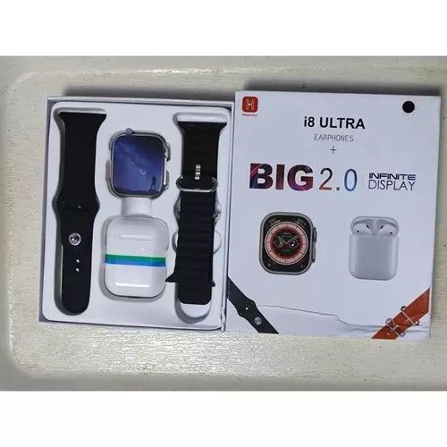 I8 Ultra Smart Watch + Bluetooth Headset + Dual Strap Quality Ultra Max Smart Watch Series 8 Max Smartwatch