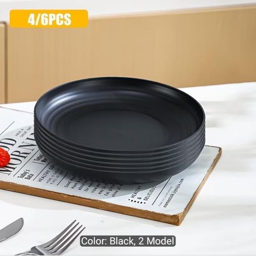 4/6pcs Set of Non-Fragile Dark Dining Plates - Lightweight, Reusable, And Microwave Safe - Perfect for Camping, Picnics, Rvs, And Home Use