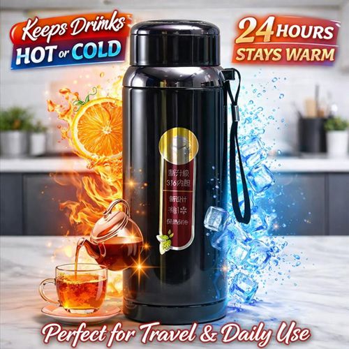 BIG INSULATED 1000ml 24 Hours Baby Thermal Flask Hot Water Bottle Sport Water Stainless Steel Vacuum Flask Travel Pot Office Insulated Water Bottle Stainless Steel Thermal Cold and Hot Leak-Proof Sports Flask Bottle