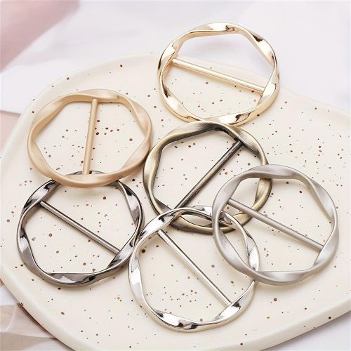 5 Pieces Versatile Metal Clips Multipurpose Scarf Adjuster Slim Belt and Shirt Ring Belt Buckle