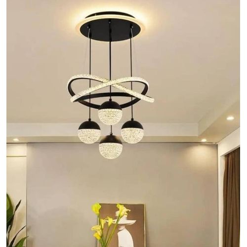 ESCLIGHTING 3-Light Luxury Crystal Basket Pendant Chandelier - Black