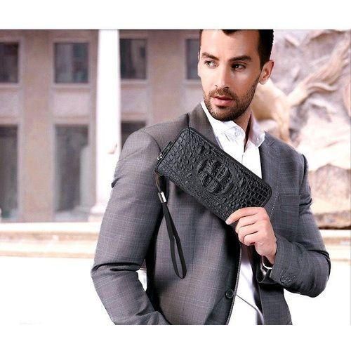 Men’s Leather Clutch Wallet Large Capacity Card Holder Zipper Purse Stylish Organizer