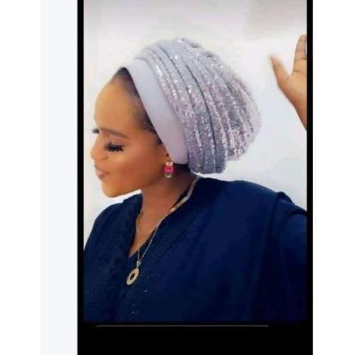 Ladies Sequence Turban Cap White