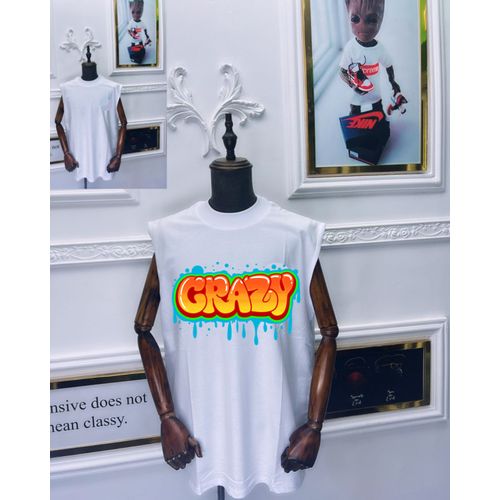 Crazy White Armless Tshirt