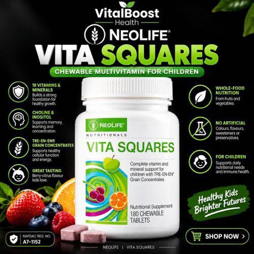 NEOLIFE Vita Squares – 180 Chewable Tablets - Multivitamin with 18 Vitamins & Minerals