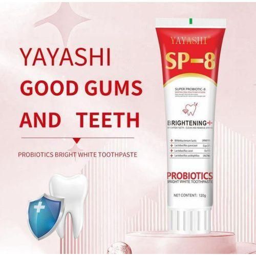 YAYASHI ORAL HEALTH SP-8 PROBIOTIC Toothpaste Advanced Amazing Whiten Ultra Plus Bright White - Super Probiotic-8 Toothpaste and Stain Removal,Teeth Whiten For Fresh Breath - Soft White Toothache Removes Tartar and Plaque