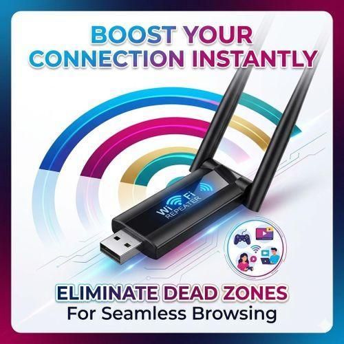 WORK FASTER with 300M Wireless WiFi Signal Repeater Extender Amplifier-USB WiFi Adapter for PC, 1800Mbps Dual Band 2.4GHz5GHz Fast High Gain 2dBi Antenna, WiFi Dongle Wireless Network Adapter Supports Windows Mac & Linux