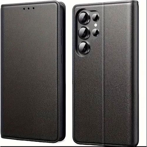 S21 Ultra Open & Close Phone Case & Pouch RICH BOSS - High-Quality Artificial Leather Case Designed, Featuring RFID Blocking, a Card Slot, a Kickstand, And Strong Magnetic Closure, Providing Shockproof & Camera Protection ( BLACK )