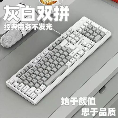 Wired 104-Key Computer Keyboard Full Size USB Desktop Office Keyboard With Numeric Keypad Two Tone Gray White Keys Minimalist Retro Business Design For PC Laptop
