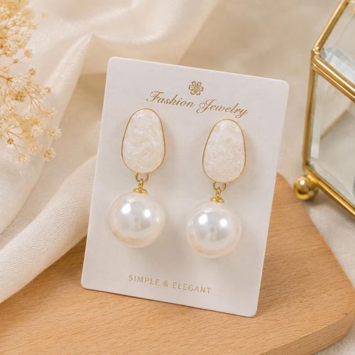 Elegant Pearl Drop Earrings for Women – Gold & White