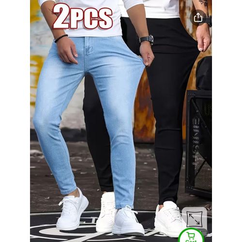 2in1 Classic Slim-Fit Denim Jeans For Men