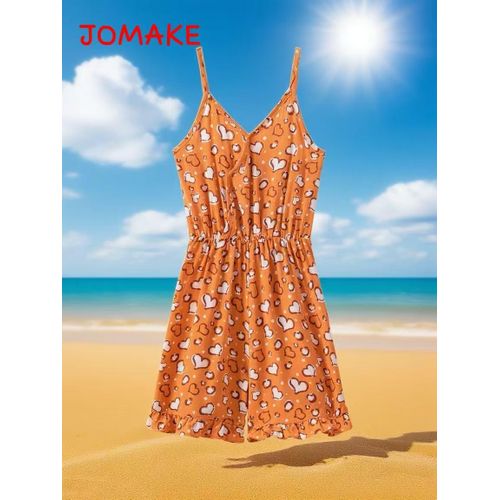 1-7 year old girls' printed jumpsuit