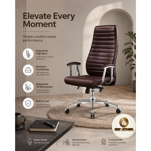KV-STAR Executive High-Back Ribbed Leather Chair One Chair, Many Occasions