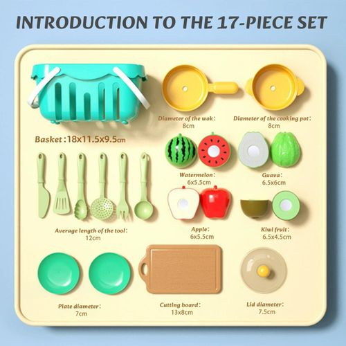 Cutting Play Food Toys For Kids, Pretend Play Kitchen Accessories, Fruits/Vegetables Set With Shopping Storage Basket, Plastic Board And Knife, Birthday Gifts/Educational Toy For Toddler Children
