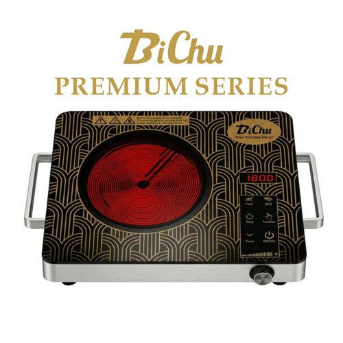 220V Touch and Knob Electric Stove Top, 2200W Single Burner With Handle, 9 Power Levels, Kids Safety Lock & 4H Timer, Portable, Black