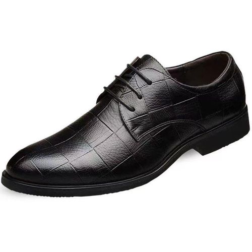 Square-patterned men's business leather shoes for men