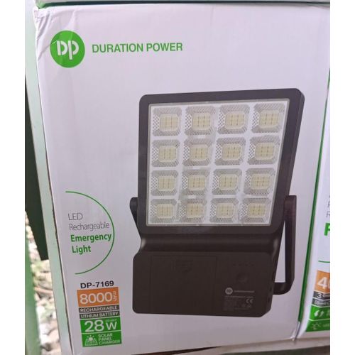 DP Duration Power 28W Rechargeable LED Emergency Floodlight – 8000mAh Battery & Built-in Solar Charging
