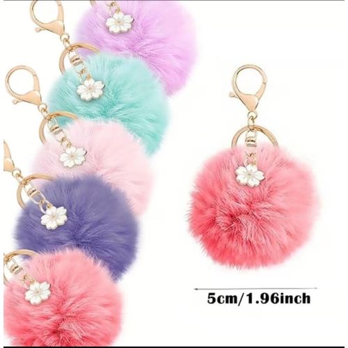 Cute fluffy pom pom keychain