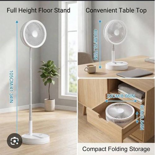 7200mah Rechargeable Foldable Fan With Long Pole Full Stand