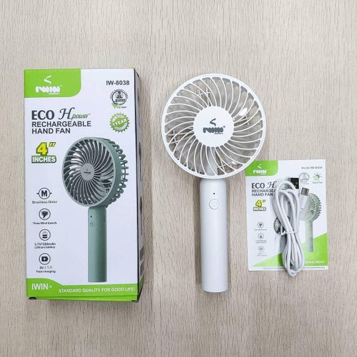 Rechargeable 4-Inch Hand Fan – Portable USB-C Mini Fan with 3 Speed Settings