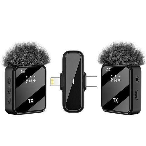 Microphone 2PC Content Creators FULL SET Clear Audio Professional Wireless Lavalier Microphones for TYPE C & iPhone Mobile Phone Vlog Video Recording Interview Broadcasting Lavalier Mic For IPhone & Android, Mini Lapel Microphones