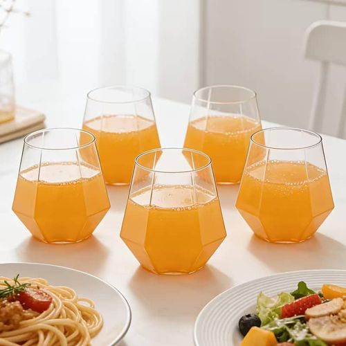 Diamond shape glass cup 6 pcs