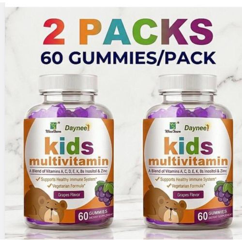 Kids Multivitamin Gummies - Grapes Flavor - 60 Gummies - Immune System Support & Essential 2 Bottles